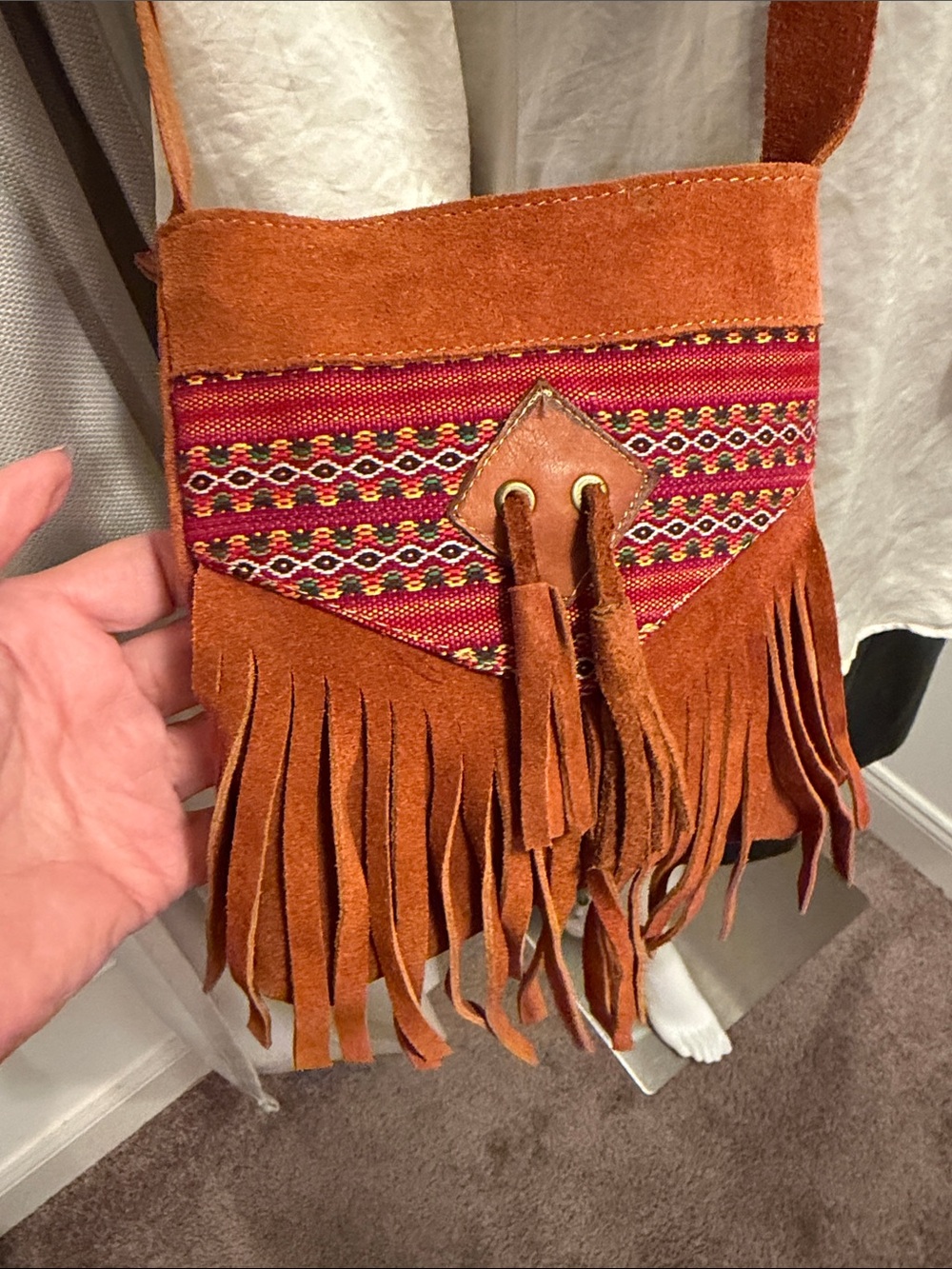 SUADE EMBROIDERED WITH FRINGE